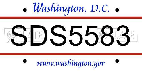 SDS5583 District Of Columbia License Plate