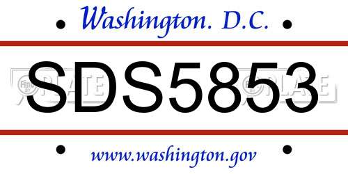 SDS5853 District Of Columbia License Plate