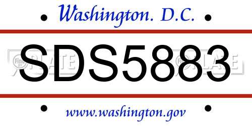SDS5883 District Of Columbia License Plate
