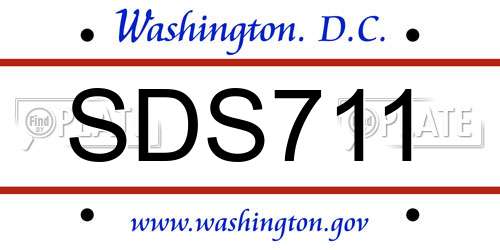 SDS711 District Of Columbia License Plate