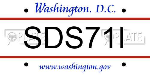 SDS71I District Of Columbia License Plate