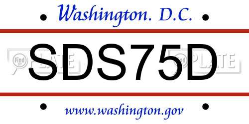 SDS75D District Of Columbia License Plate