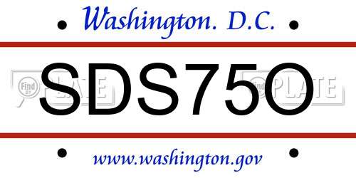 SDS75O District Of Columbia License Plate