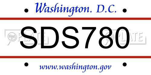 SDS780 District Of Columbia License Plate