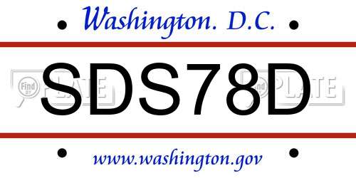 SDS78D District Of Columbia License Plate