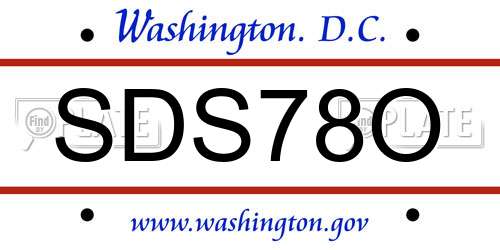 SDS78O District Of Columbia License Plate