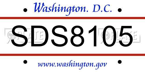 SDS8105 District Of Columbia License Plate