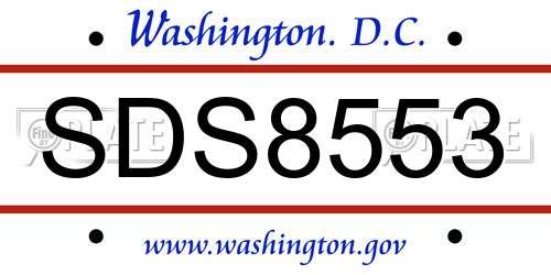 SDS8553 District Of Columbia License Plate