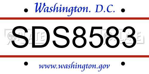 SDS8583 District Of Columbia License Plate