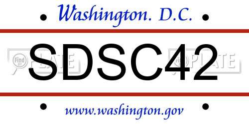 SDSC42 District Of Columbia License Plate