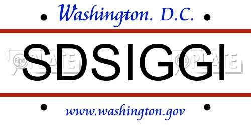 SDSIGGI District Of Columbia License Plate