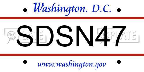 SDSN47 District Of Columbia License Plate