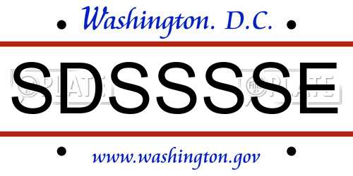 SDSSSSE District Of Columbia License Plate