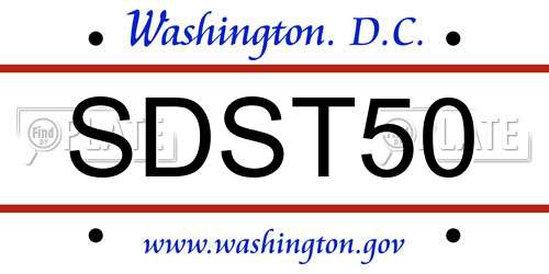 SDST50 District Of Columbia License Plate