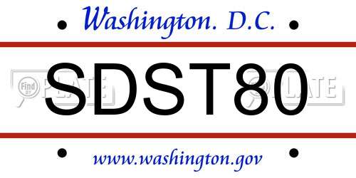 SDST80 District Of Columbia License Plate