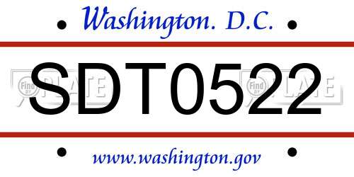 SDT0522 District Of Columbia License Plate