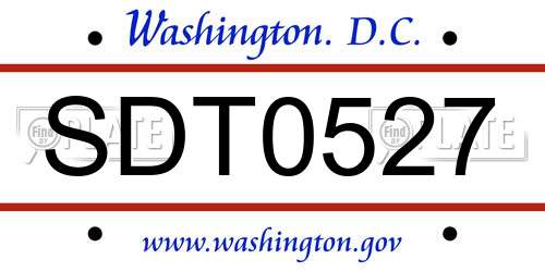 SDT0527 District Of Columbia License Plate