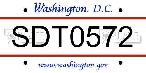 SDT0572 District Of Columbia License Plate