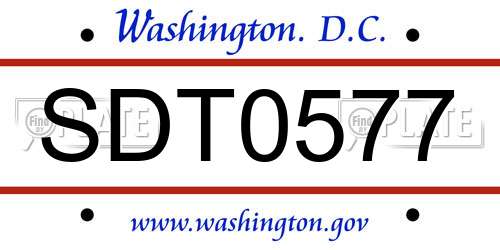 SDT0577 District Of Columbia License Plate