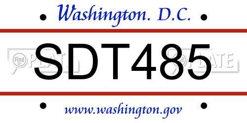 SDT485 District Of Columbia License Plate