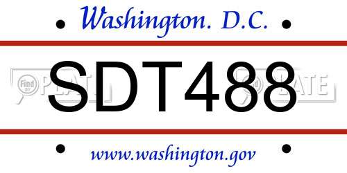 SDT488 District Of Columbia License Plate