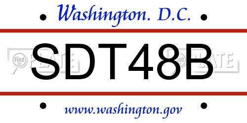 SDT48B District Of Columbia License Plate