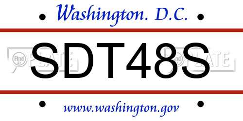 SDT48S District Of Columbia License Plate