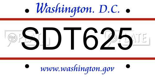 SDT625 District Of Columbia License Plate