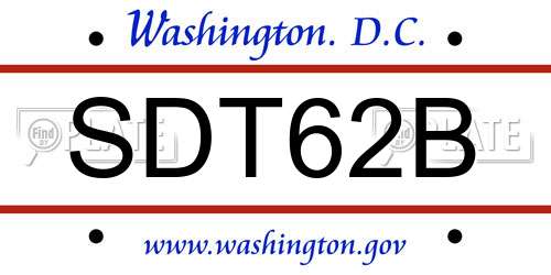 SDT62B District Of Columbia License Plate