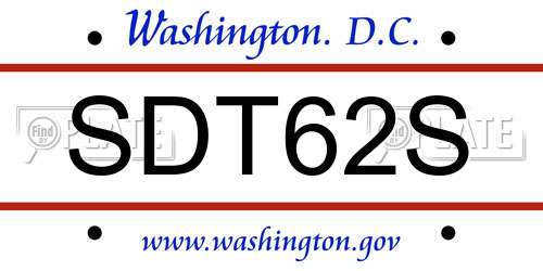 SDT62S District Of Columbia License Plate