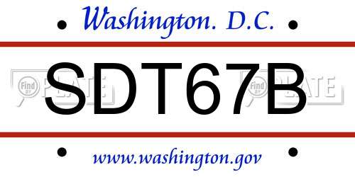 SDT67B District Of Columbia License Plate