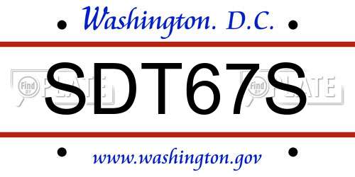 SDT67S District Of Columbia License Plate