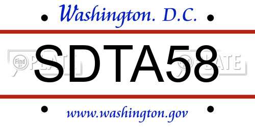 SDTA58 District Of Columbia License Plate