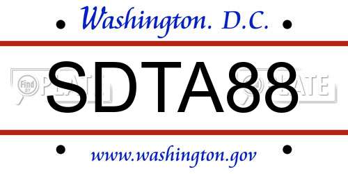 SDTA88 District Of Columbia License Plate