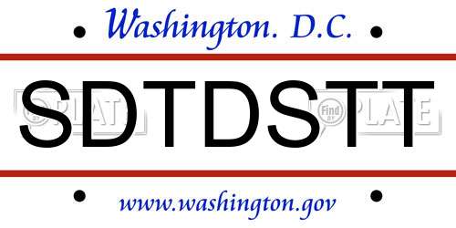 SDTDSTT District Of Columbia License Plate