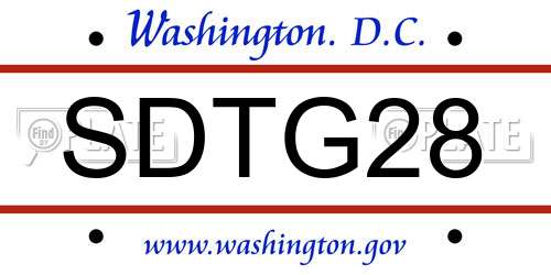 SDTG28 District Of Columbia License Plate