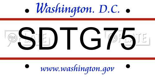 SDTG75 District Of Columbia License Plate