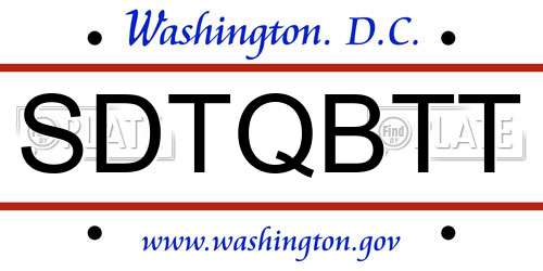 SDTQBTT District Of Columbia License Plate