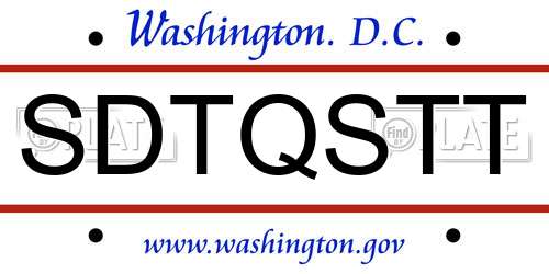 SDTQSTT District Of Columbia License Plate