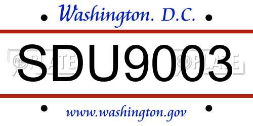 SDU9003 District Of Columbia License Plate