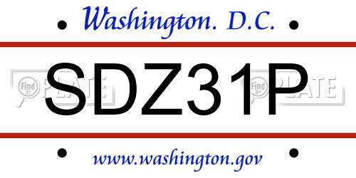 SDZ31P District Of Columbia License Plate