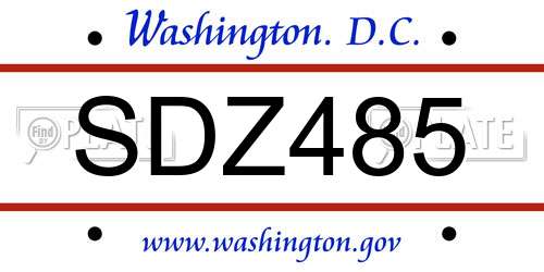 SDZ485 District Of Columbia License Plate