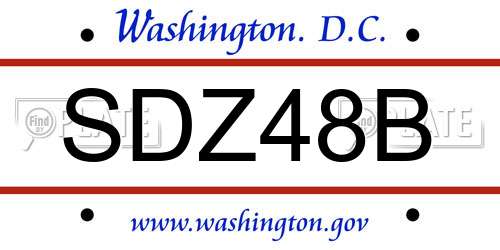SDZ48B District Of Columbia License Plate