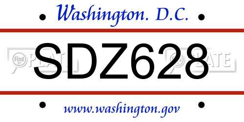 SDZ628 District Of Columbia License Plate