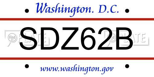 SDZ62B District Of Columbia License Plate