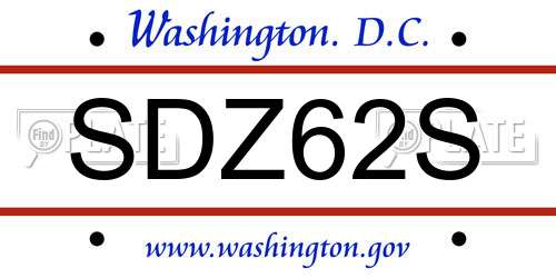 SDZ62S District Of Columbia License Plate