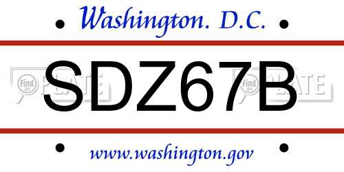 SDZ67B District Of Columbia License Plate
