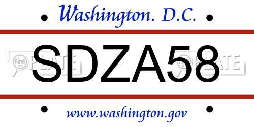 SDZA58 District Of Columbia License Plate