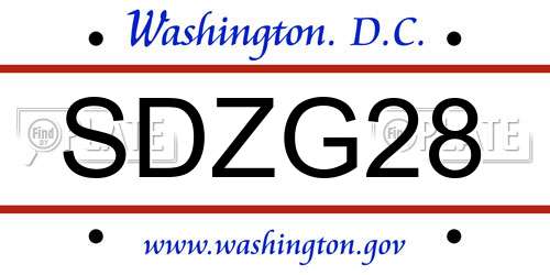 SDZG28 District Of Columbia License Plate
