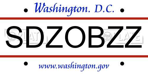 SDZOBZZ District Of Columbia License Plate